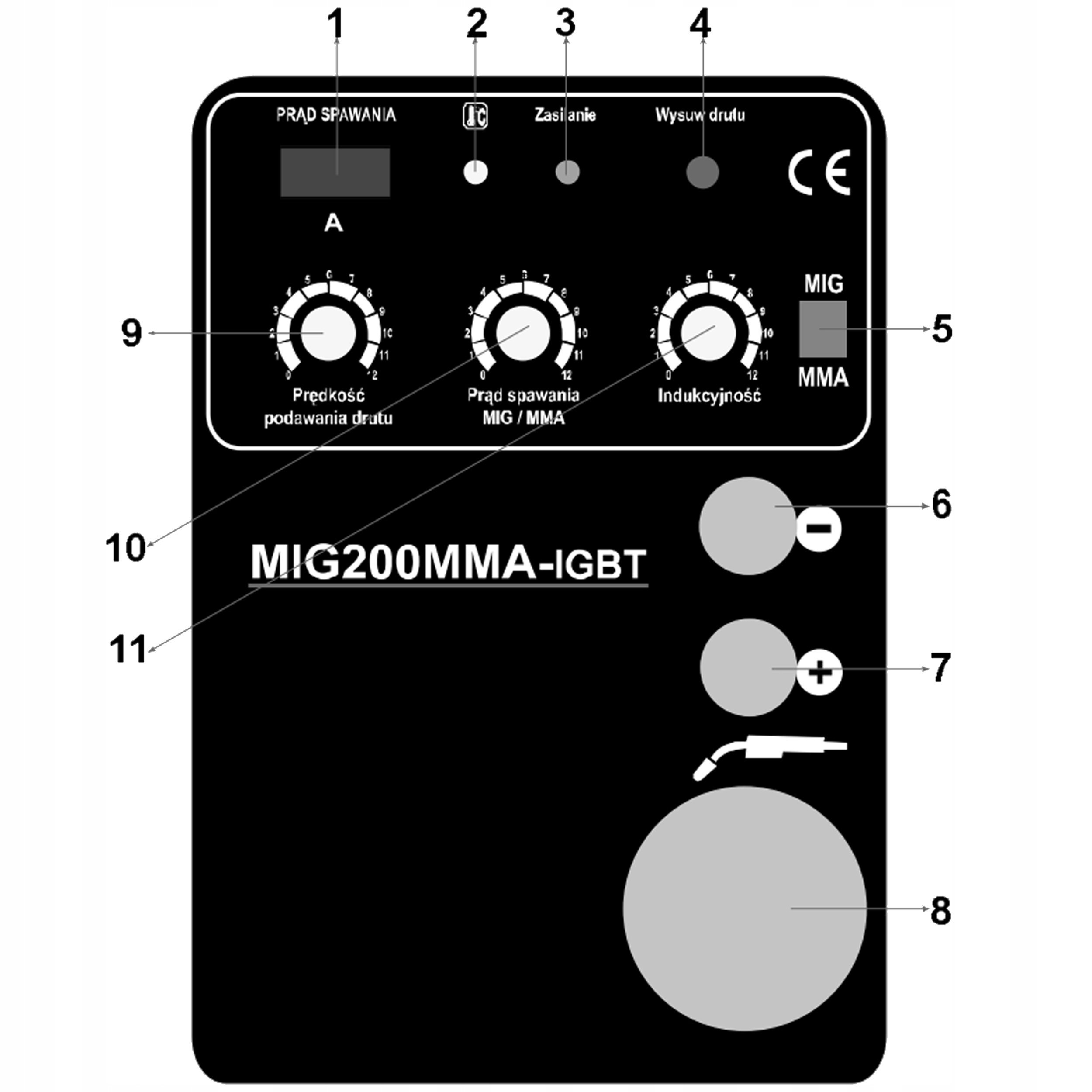 SPAWARKA MIGOMAT INWERTER MAGNUM MIG 200 MMA IGBT 200A 230V LUTOSPAWANIE Czas cyklu pracy 60%