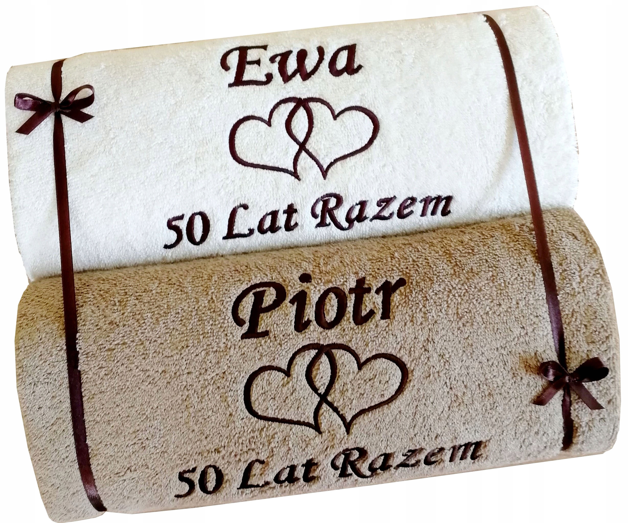 Dárek k 50. výročí svatby Zlaté Hody ručníky s věnováním a výšivkou