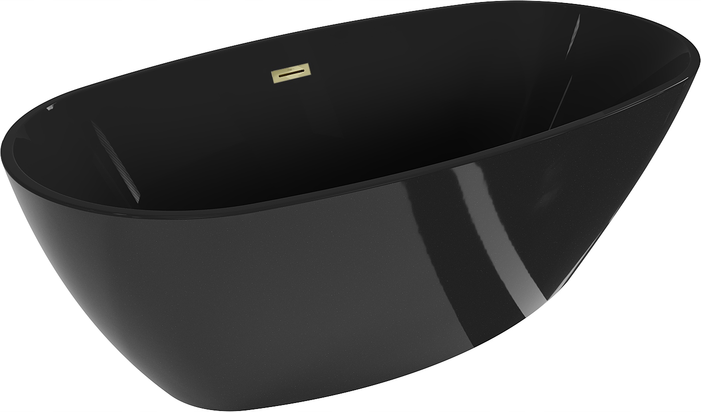 Mexen Eris volně stojící vana 170 x 80 cm, černá, odtok zlatý 53441708070