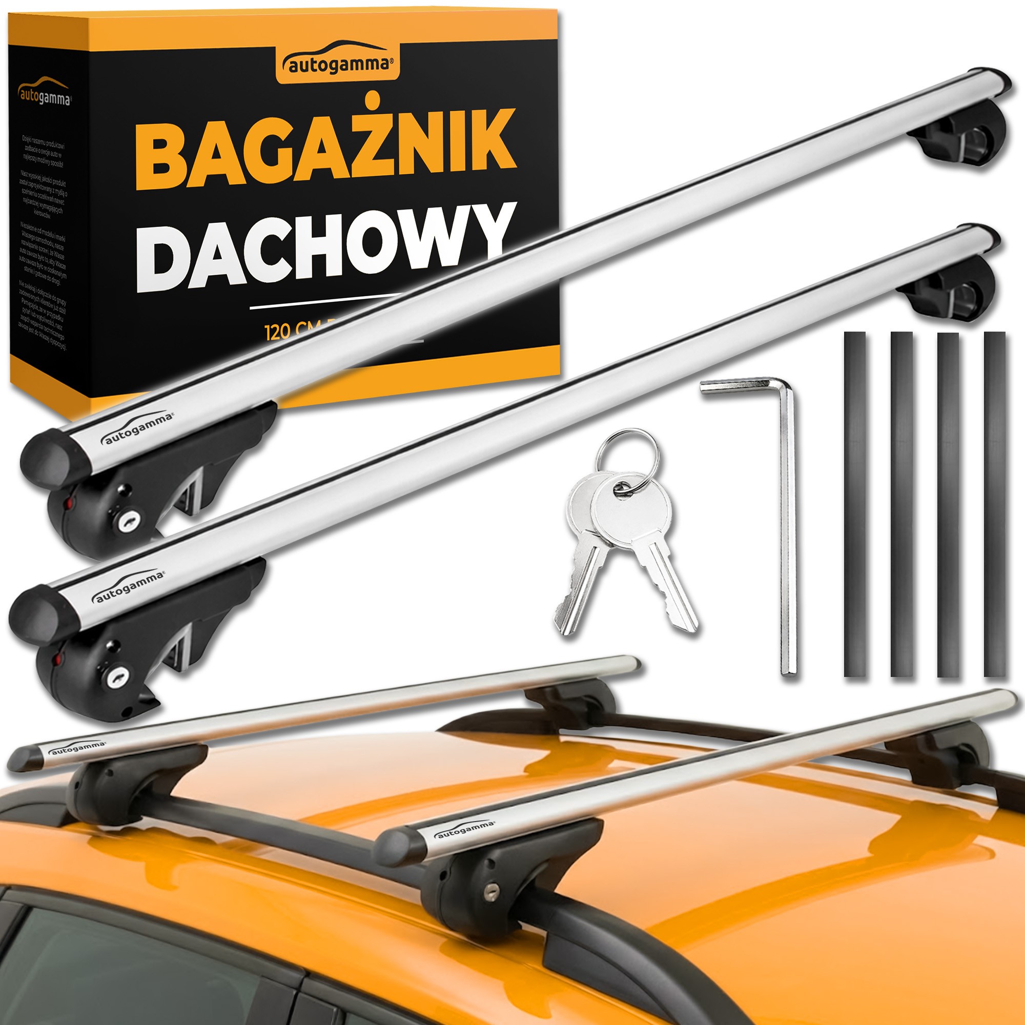 Uniwersalny Bagażnik Dachowy na Dach 120 cm Aluminiowy Zamykany na Relingi
