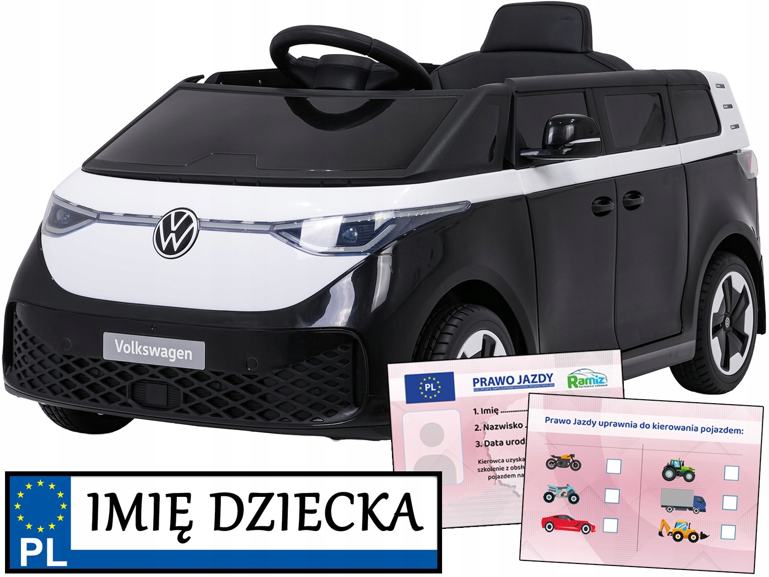 samochód na akumualtor Volkswagen ID Buzz auto dla dzieci Pilot Pasy Eva