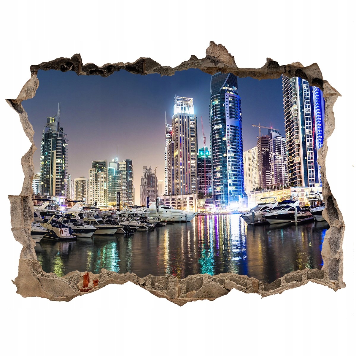 

Fototapeta dziura na ścianę 3d Dubaj nocą 120x81