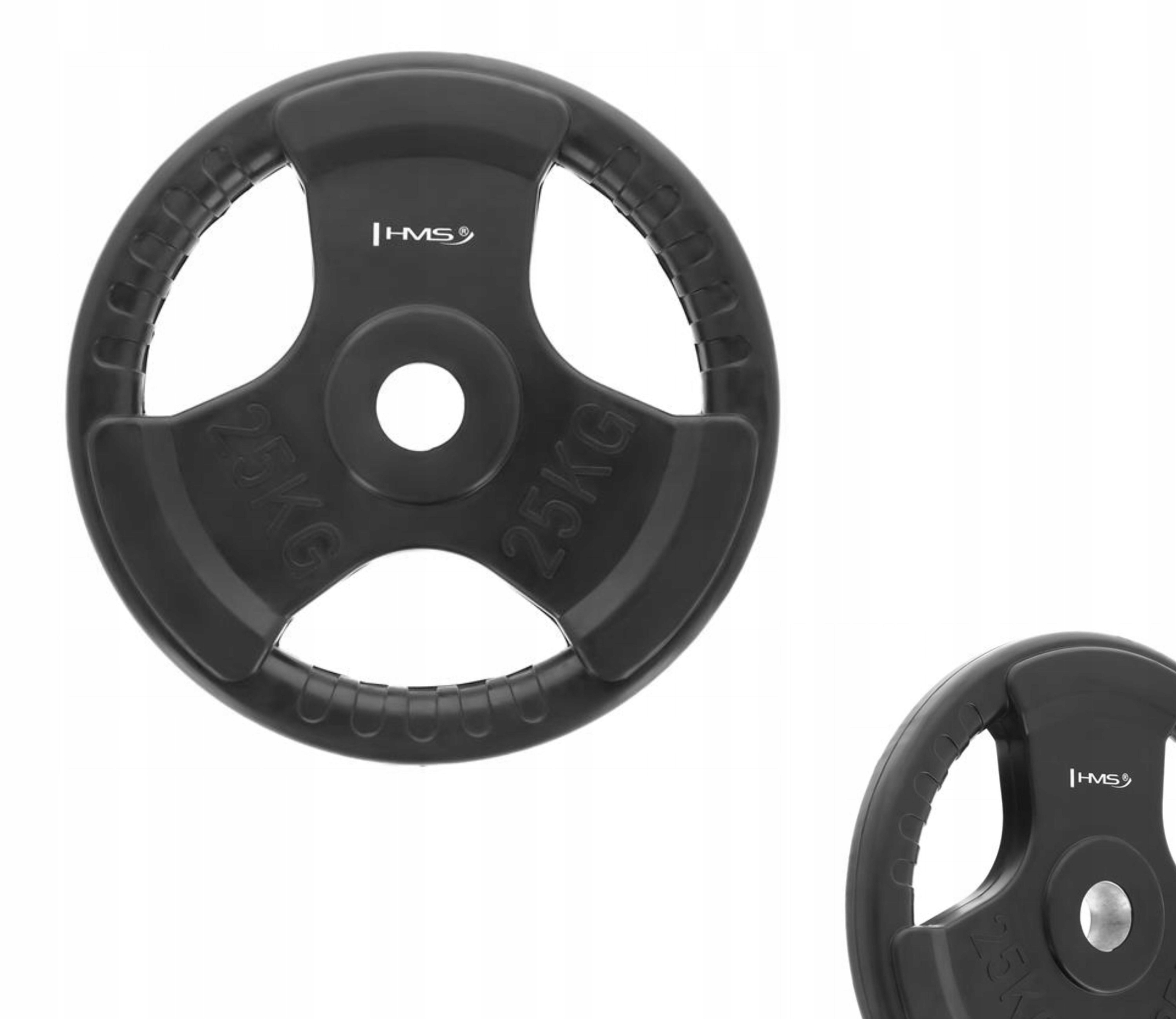 Černé závaží Olympijský pogumovaný talíř 51 mm 25 kg Hms TOK25