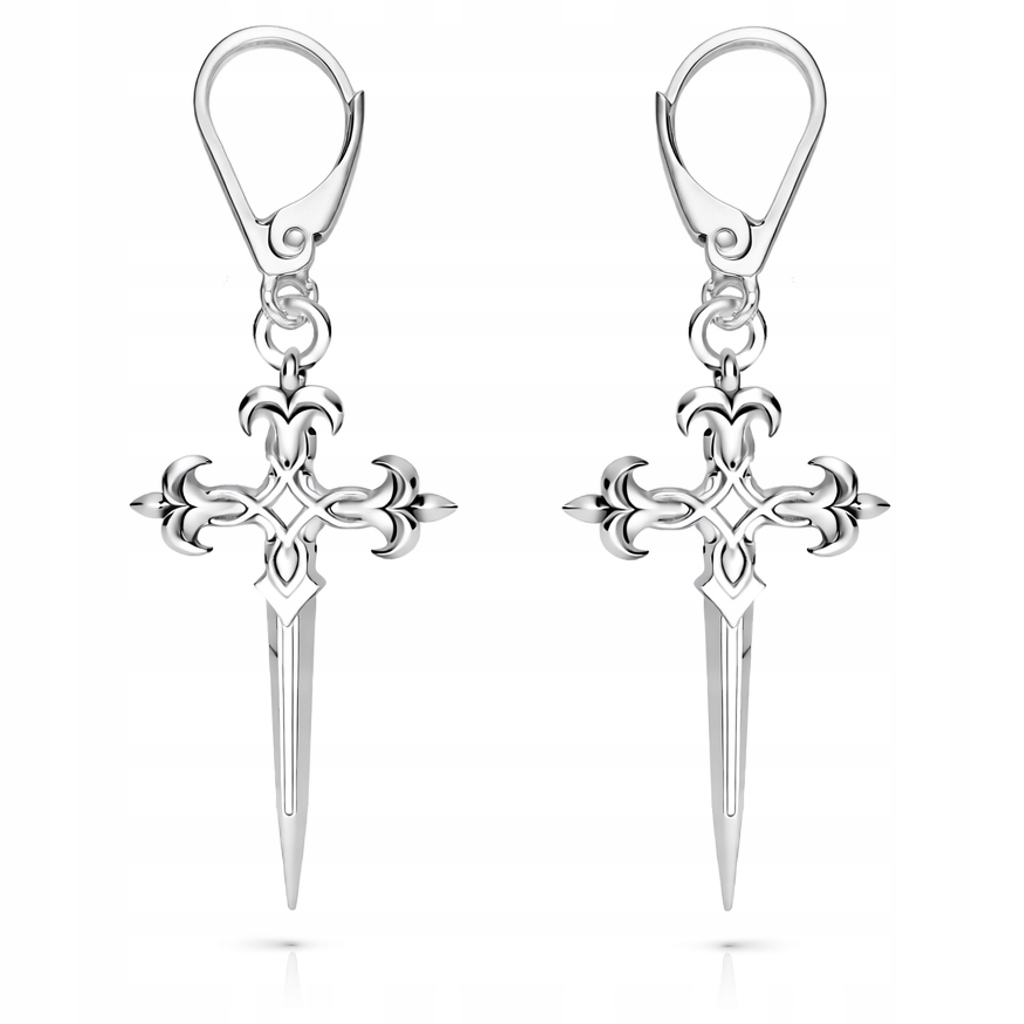 Stříbrné 925 náušnice Kříž svatého Jakuba Symbol statečnosti, síly a víry Angličtina