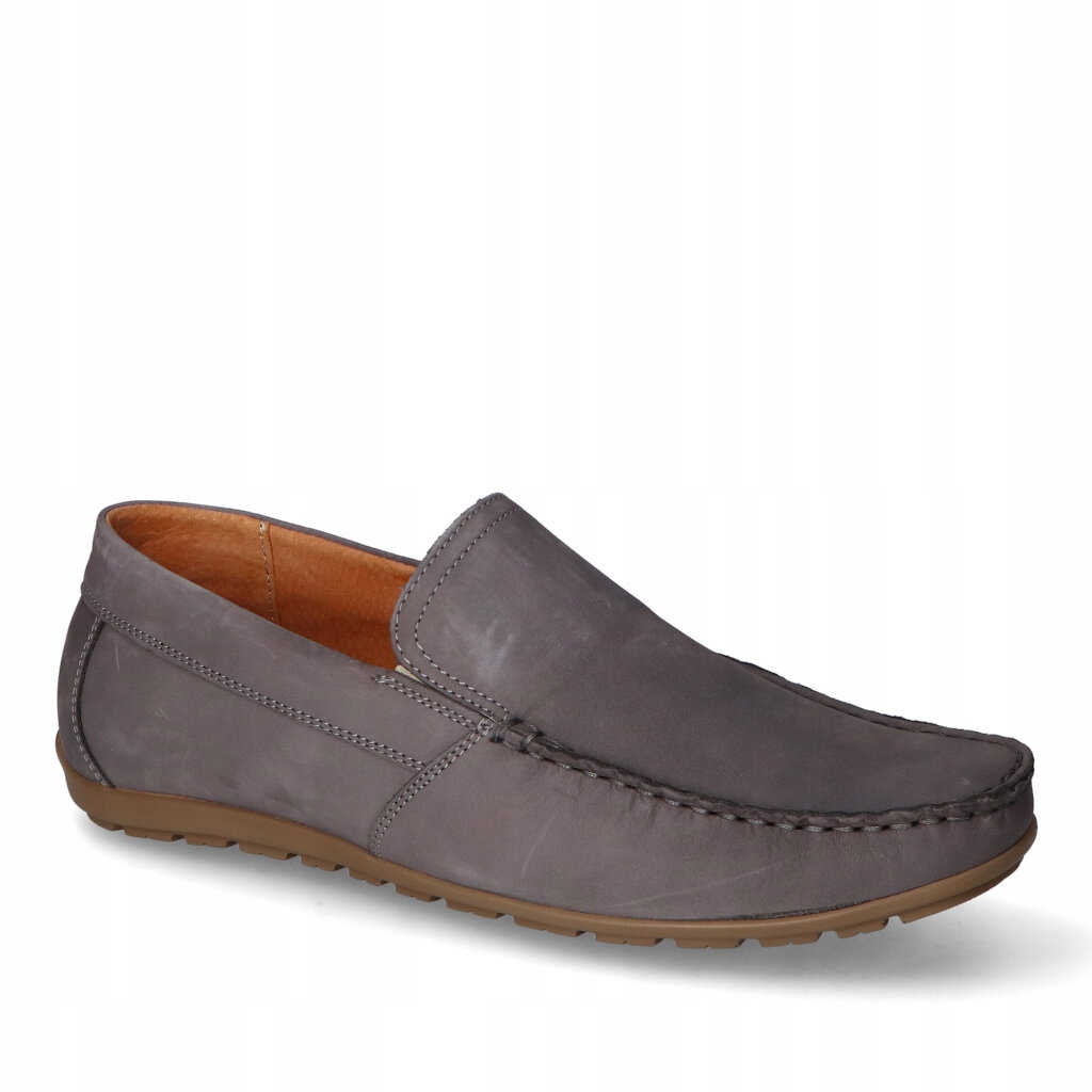 Mokasíny Pan 1420 Světle šedý nubuk 40