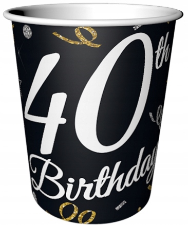 

Kubeczki papierowe 40 urodziny Birthday 6szt