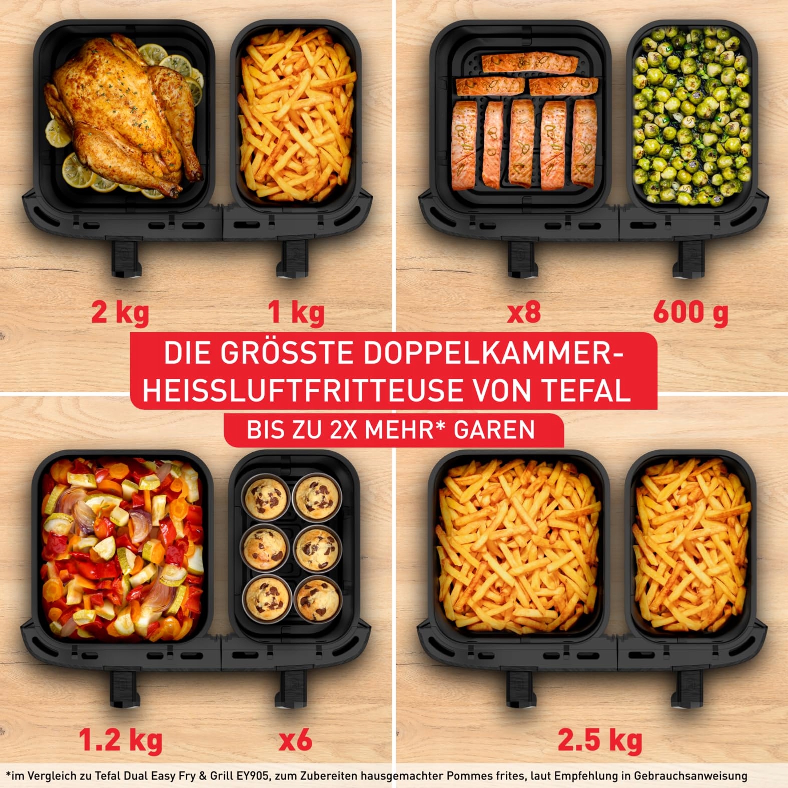 TEFAL Dual Easy Fry XXL Frytkownica Beztłuszczowa 11L 7 Programów Szara — miniatura 5