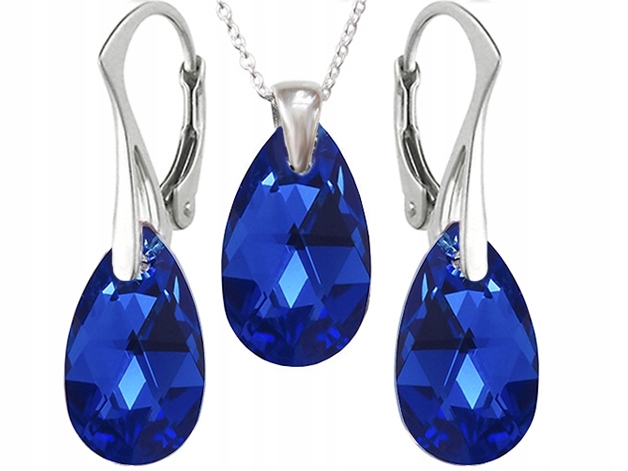 

Komplet Swarovski Migdał 16mm Capri Blue Ab