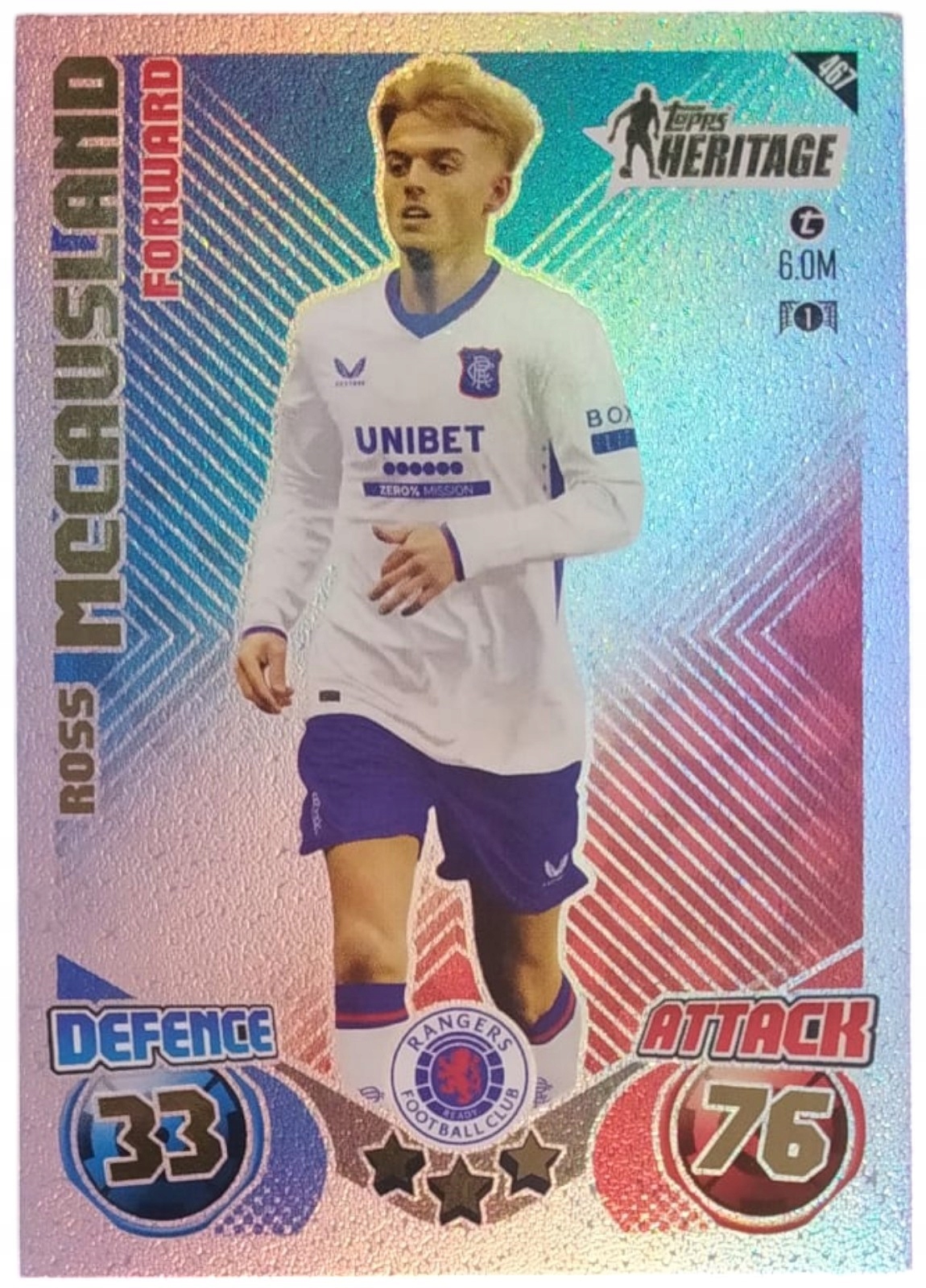 Match Attax Topps 2024-2025 Heritage 467 Ross Mccausland Rangers