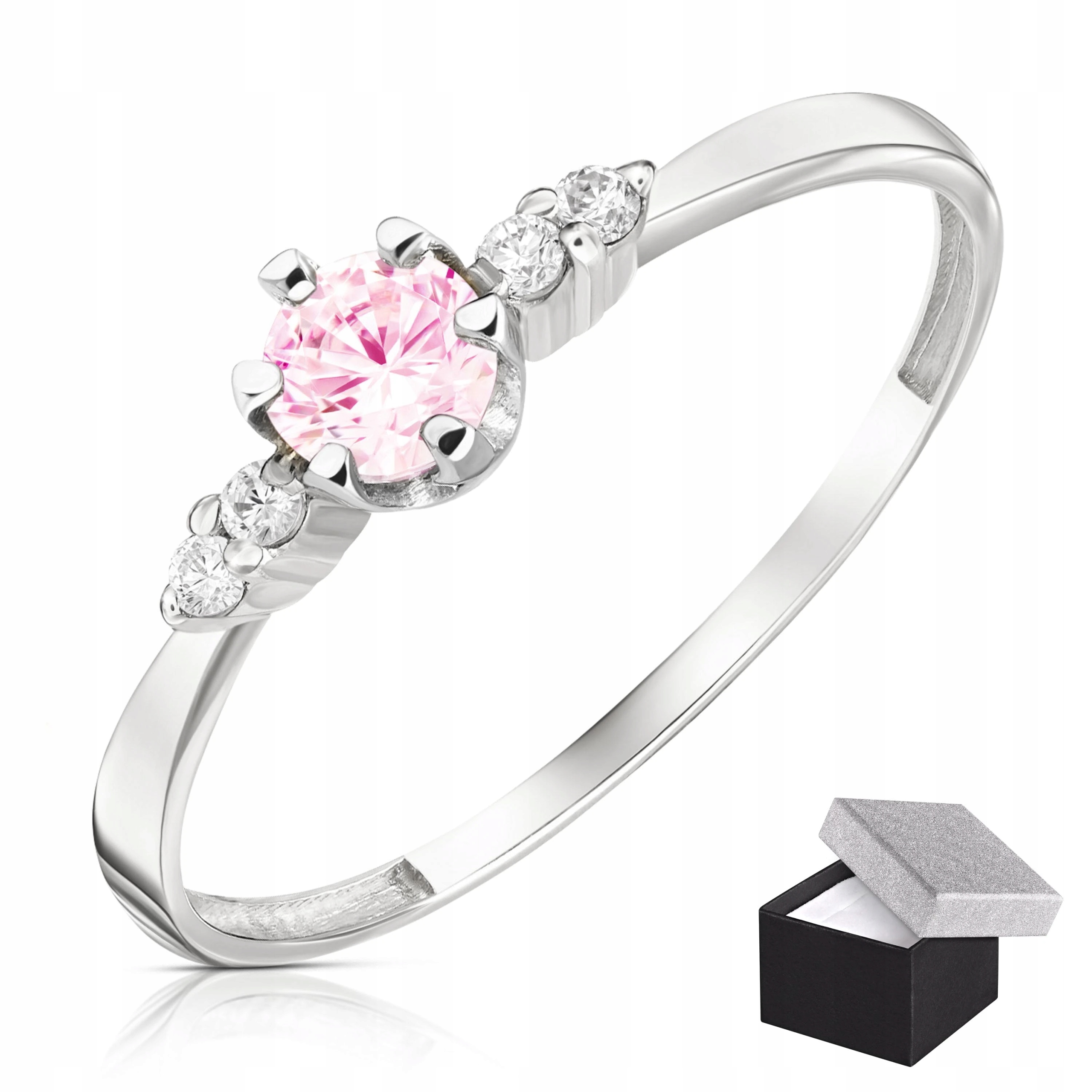 Prstýnek 925 Růžový Kámen Zirkon Růžový Zdobený Vel. 19