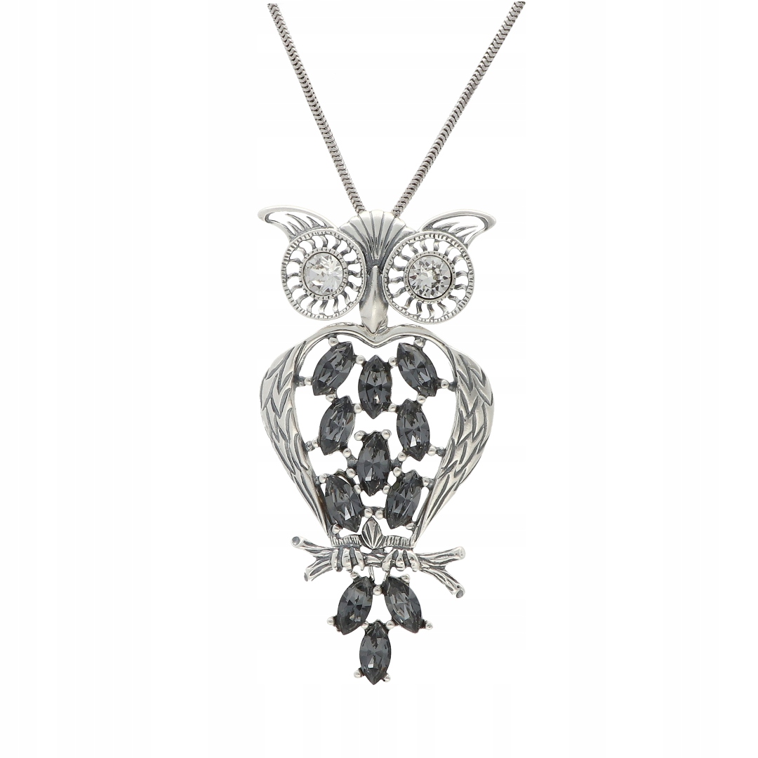 Přívěsek sova s šedými krystaly Swarovski