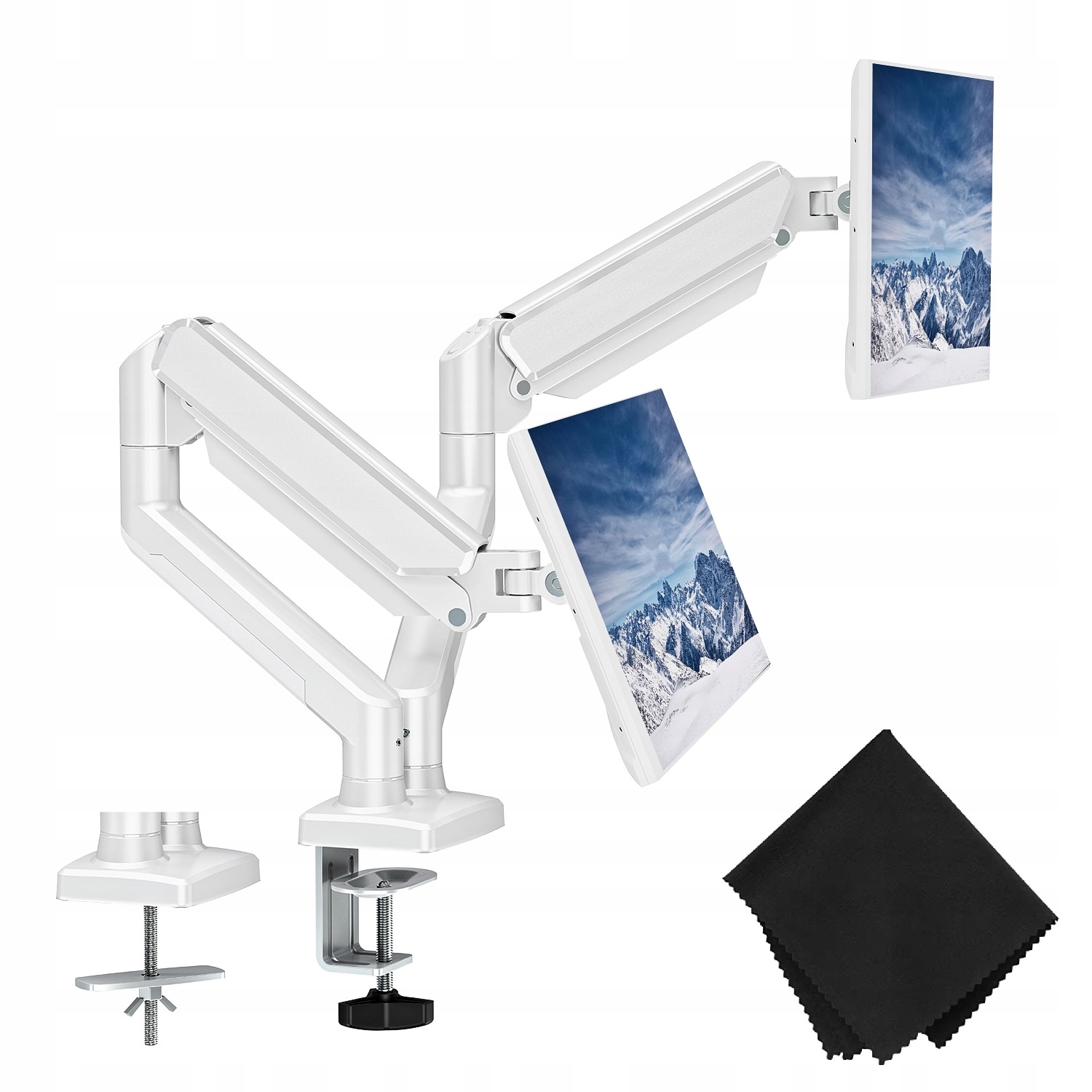 Regulowany Podwójny Uchwyt Biurkowy do Monitora Wieszak Dwa Monitory 13-32"