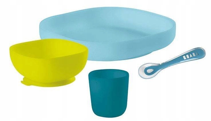 BEABA KOMPLET NACZYŃ Z SILIKONU Z PRZYSSAWKĄ EUCALIPTUS Marka Beaba