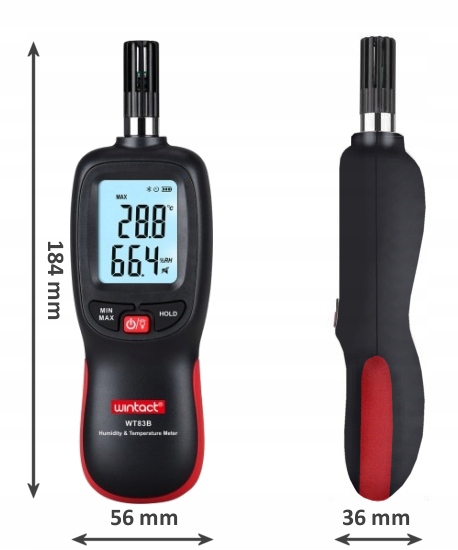 HIGROMETR WILGOTNOŚCIOMIERZ MIERNIK WILGOTNOŚCI I TEMPERATURY BLUETOOTH LCD Rodzaj higrometr
