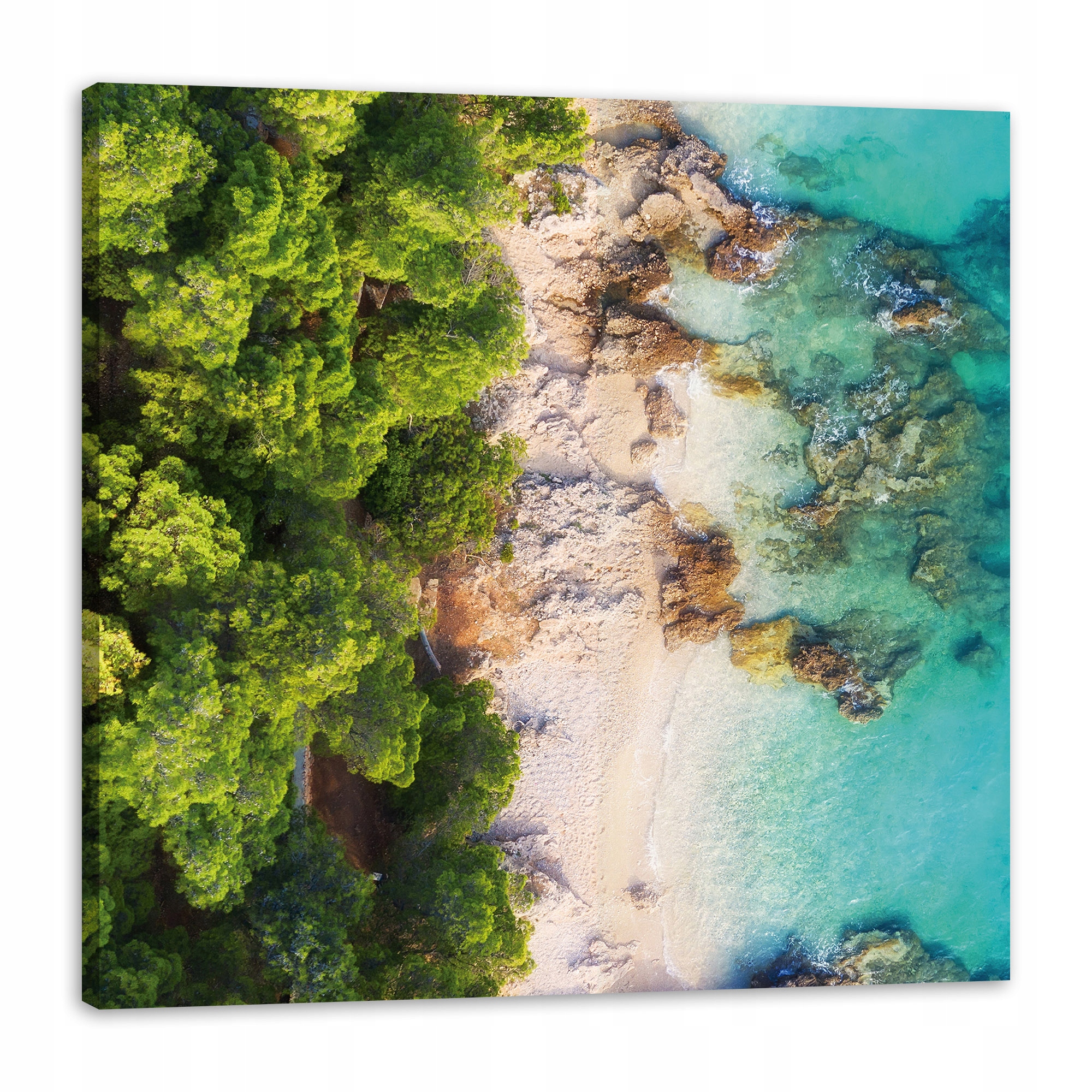 Obraz na plátně Pobřeží Lesy Voda Skály Pobřeží 90x90 cm Ideální jako dárek
