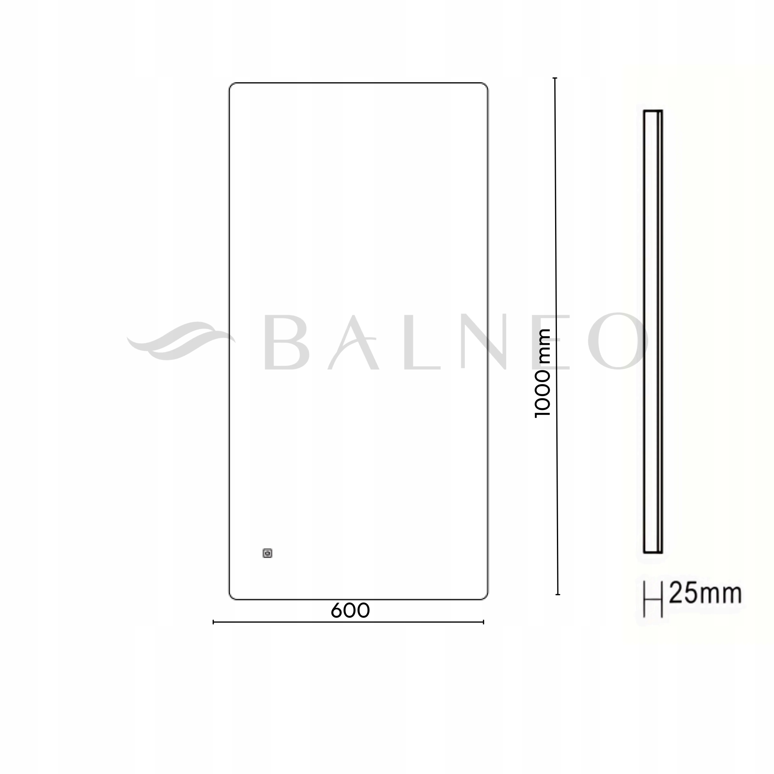 Lustro ścienne Balneo prostokąt 100 x 60 mm Wysokość 60 mm