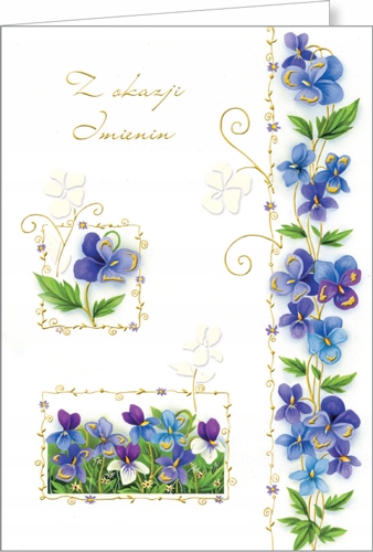 

Kartka imieninowa z życzeniami fiołki urocza KRO4