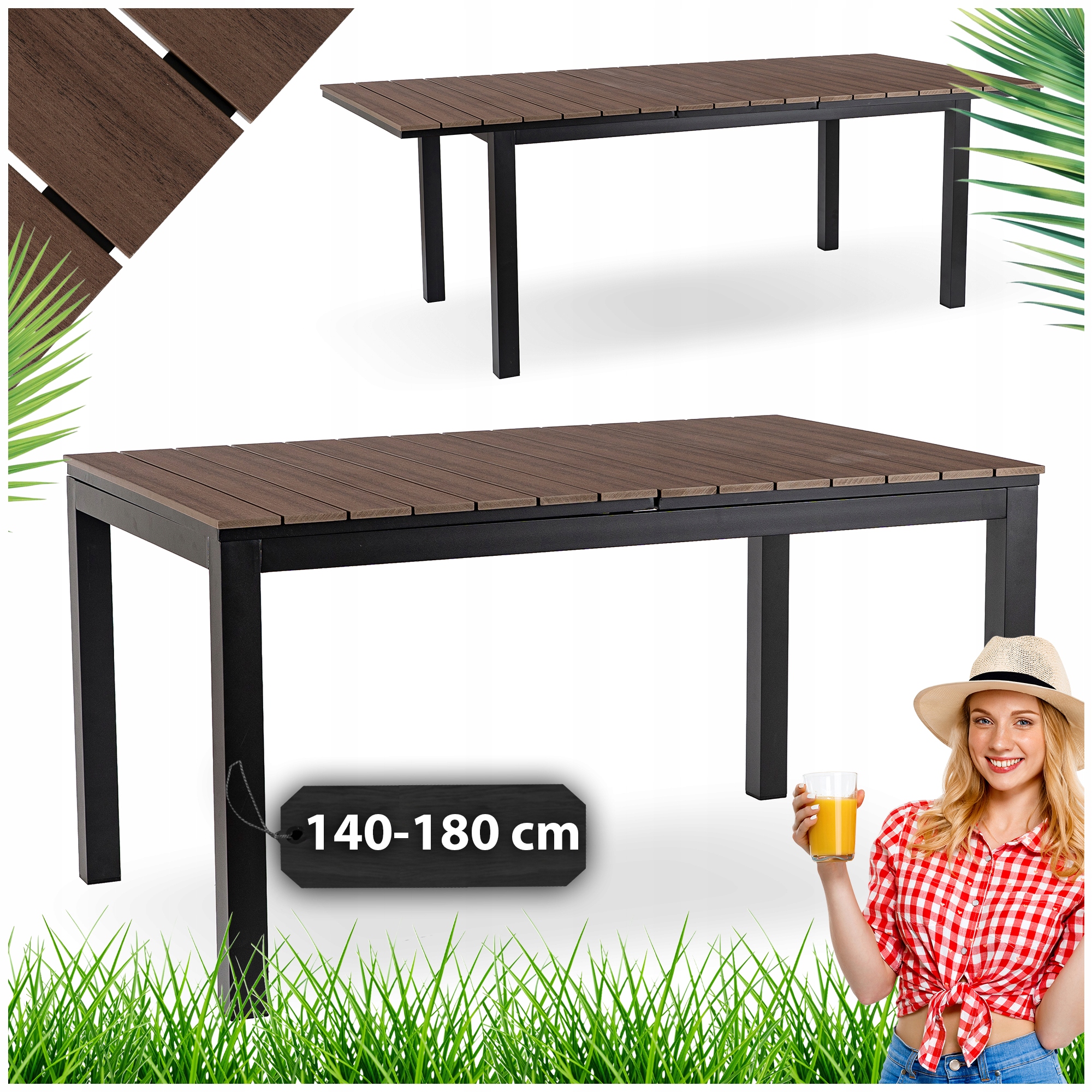 Rozkládací zahradní stůl na zahradu Pozemek Terasa Ořech Černý Argos 140-180