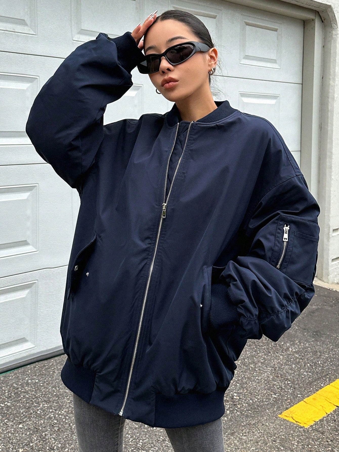 Dámská Péřová Bunda Oversized Tmavě Modrá Casual Dazy S 36