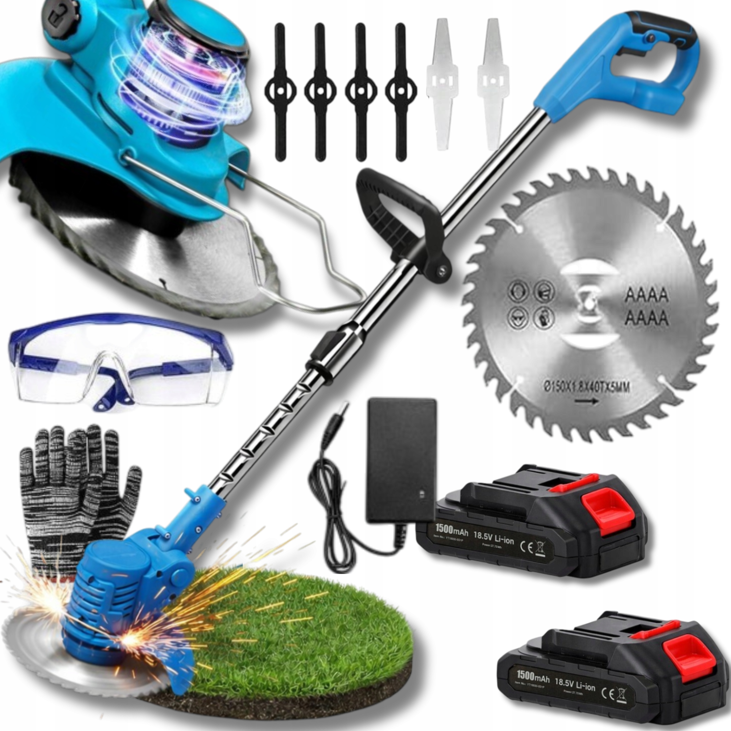 Akumulátorový Vyžínač Na Trávu Kosa 21 V 2x Baterie 2100 Příslušenství