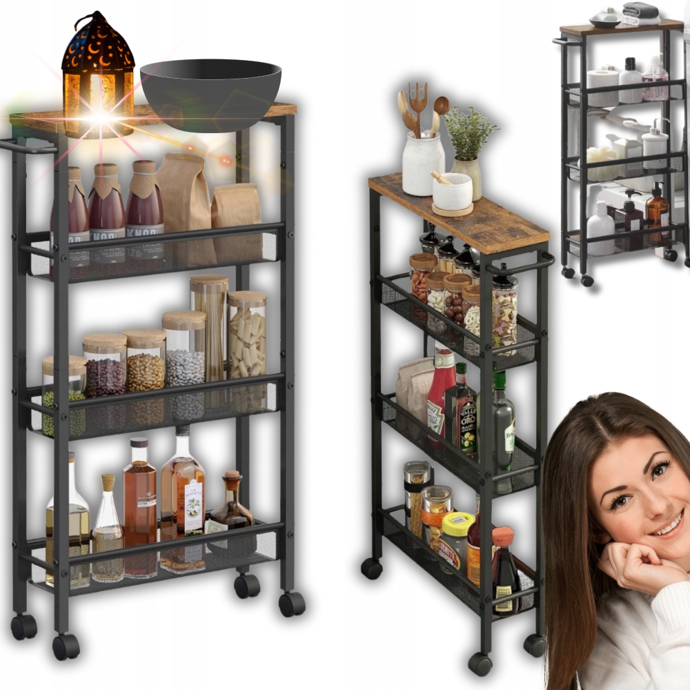 Kuchyňský Vozík Skříňka Police Regál Organizér Na Kolečkách Mobilní Vintage!