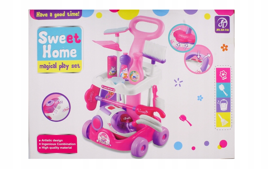 ZESTAW DO SPRZĄTANIA NA WÓZKU Z ODKURZACZEM DŹWIĘK MOP DLA DZIECI + BATERIE Płeć dziewczynki