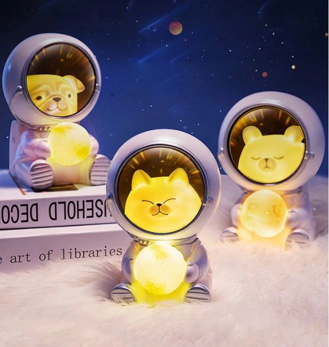 LAMPKA NOCNA LED KOT ASTRONAUTA - Prezent Dla DZIECKA - CIEPŁE SWIATŁO Rodzaj gwintu zintegrowane źródło LED