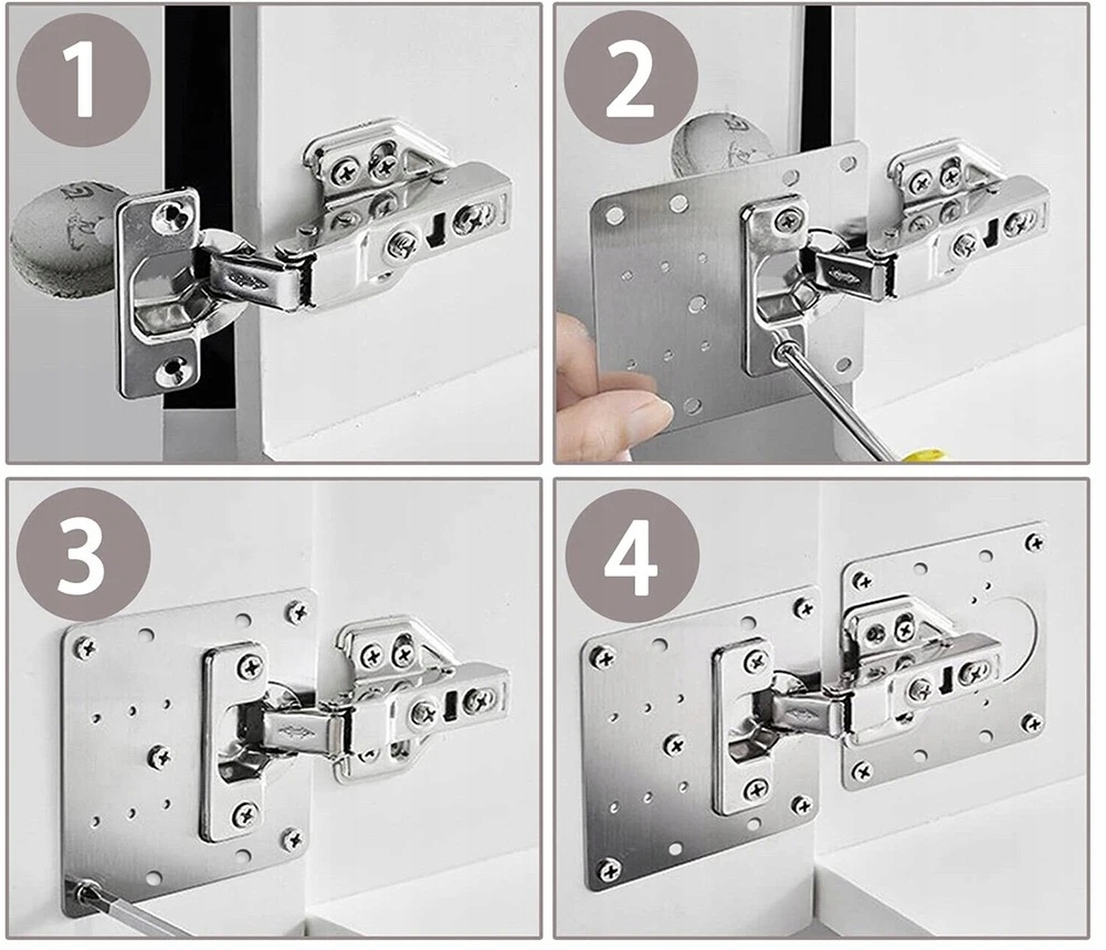 4x ZESTAW NAPRAWCZY BLASZKA PŁYTKA NAPRAWCZA DO NAPRAWY WYRWANYCH ZAWIASÓW Marka DKM