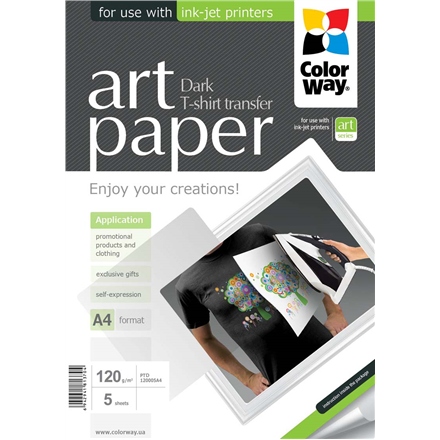 KolorWay Transfer do koszulek Art (ciemne) 120 g/m² A4 Papier fotog