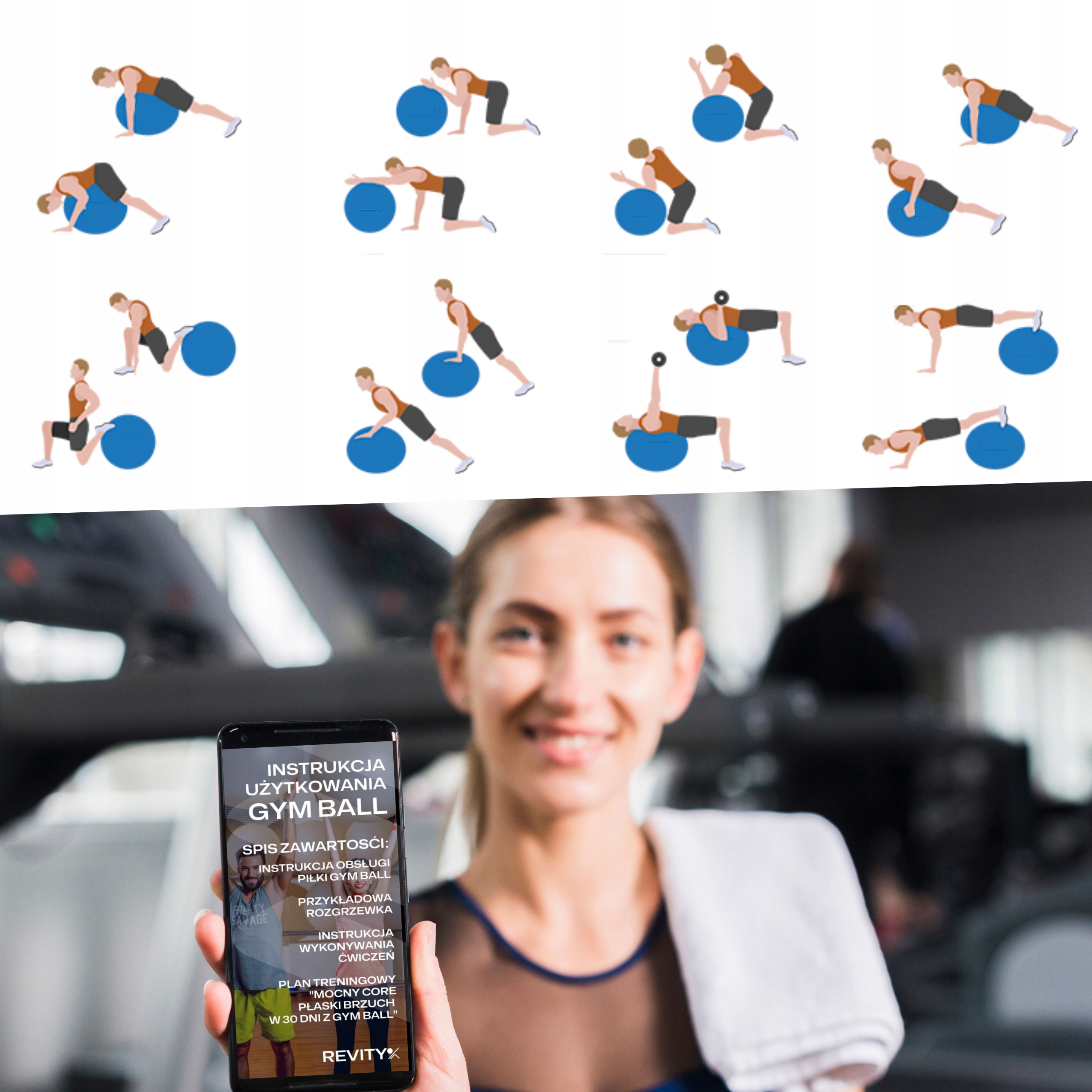 WYSOKIEJ JAKOŚCI PIŁKA REHABILITACYJNA DO ĆWICZEŃ SIEDZENIA GIMNASTYCZNA 65 Maksymalna waga użytkownika 250 kg