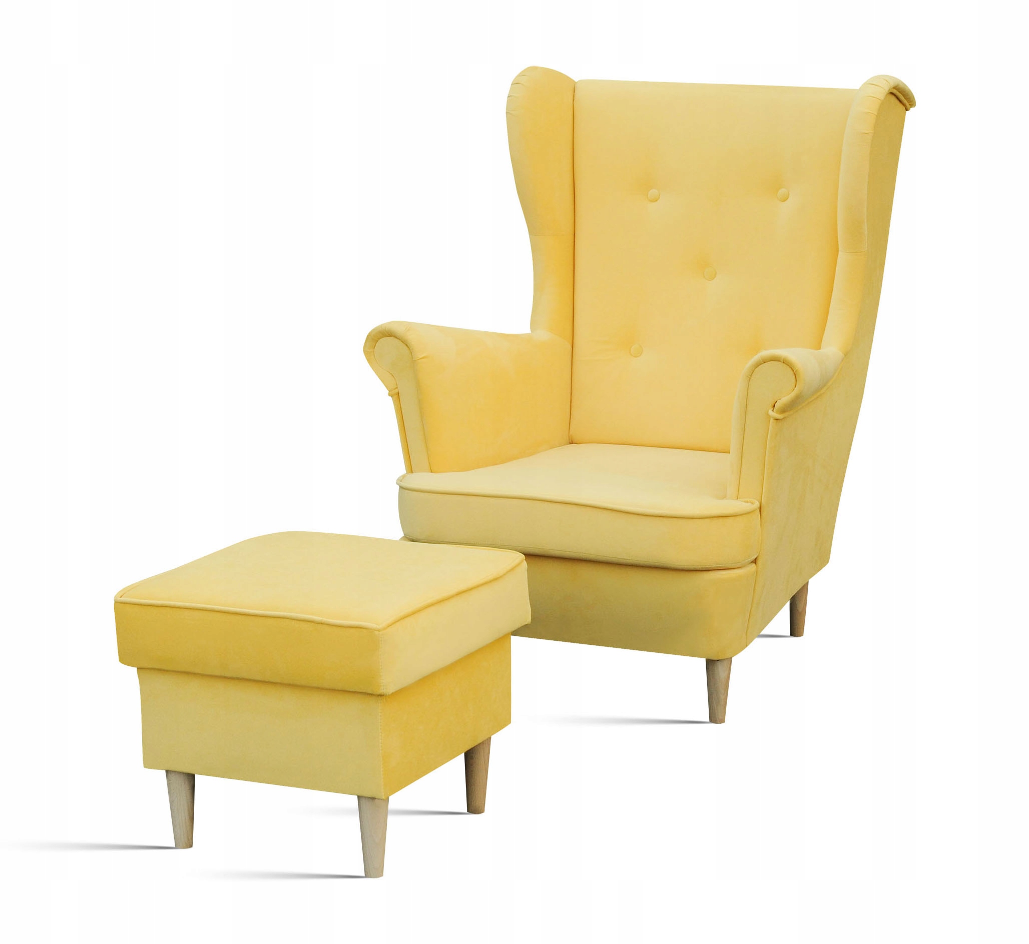 

Fotel Uszak Styl Skandynawski z Podnóżkiem