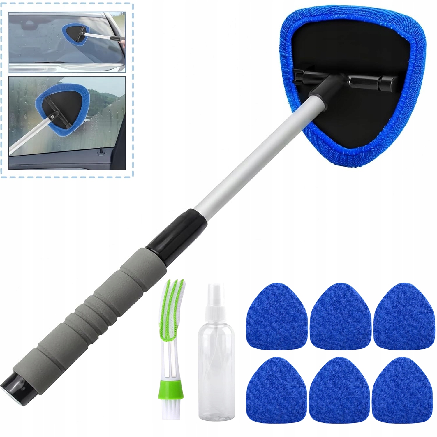 Zestaw Do Mycia Szyb Samochodowych Teleskopowy 6 Mikrofibra 9W1