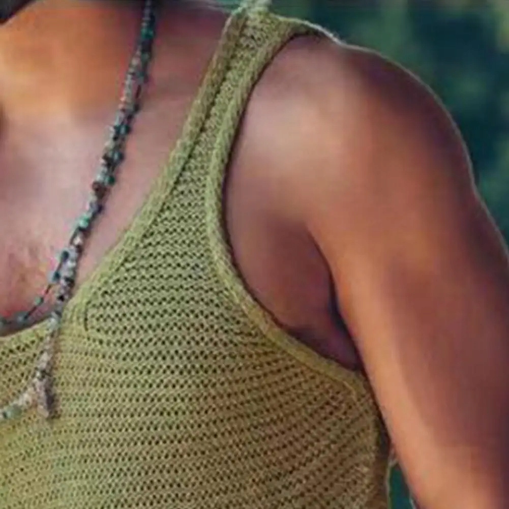 Men Summer Vest Sleeveless Solid Color Simple Styl Linia regular