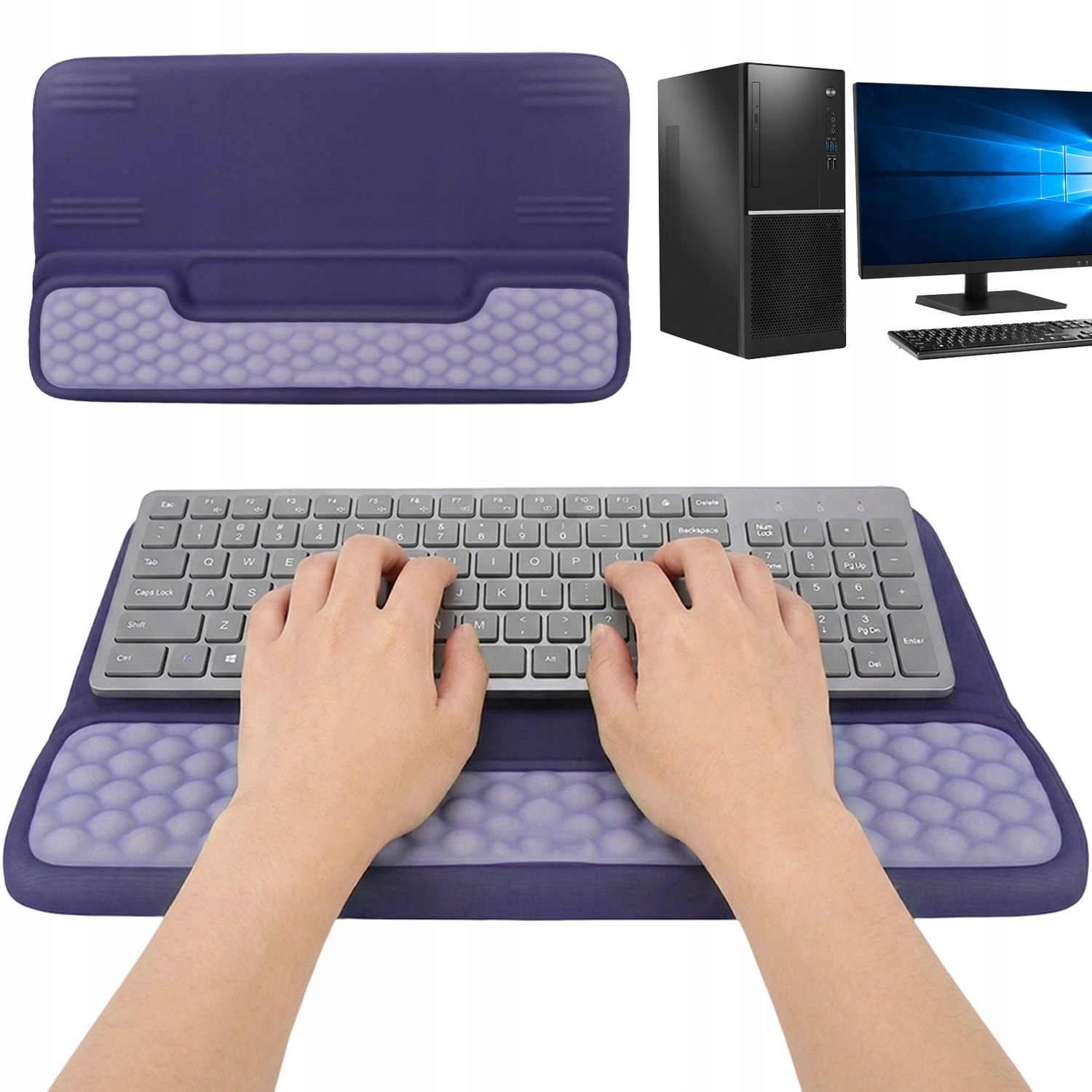 Podložka Pod Zápěstí S Podstavcem Klávesnice 43 CM Modrá