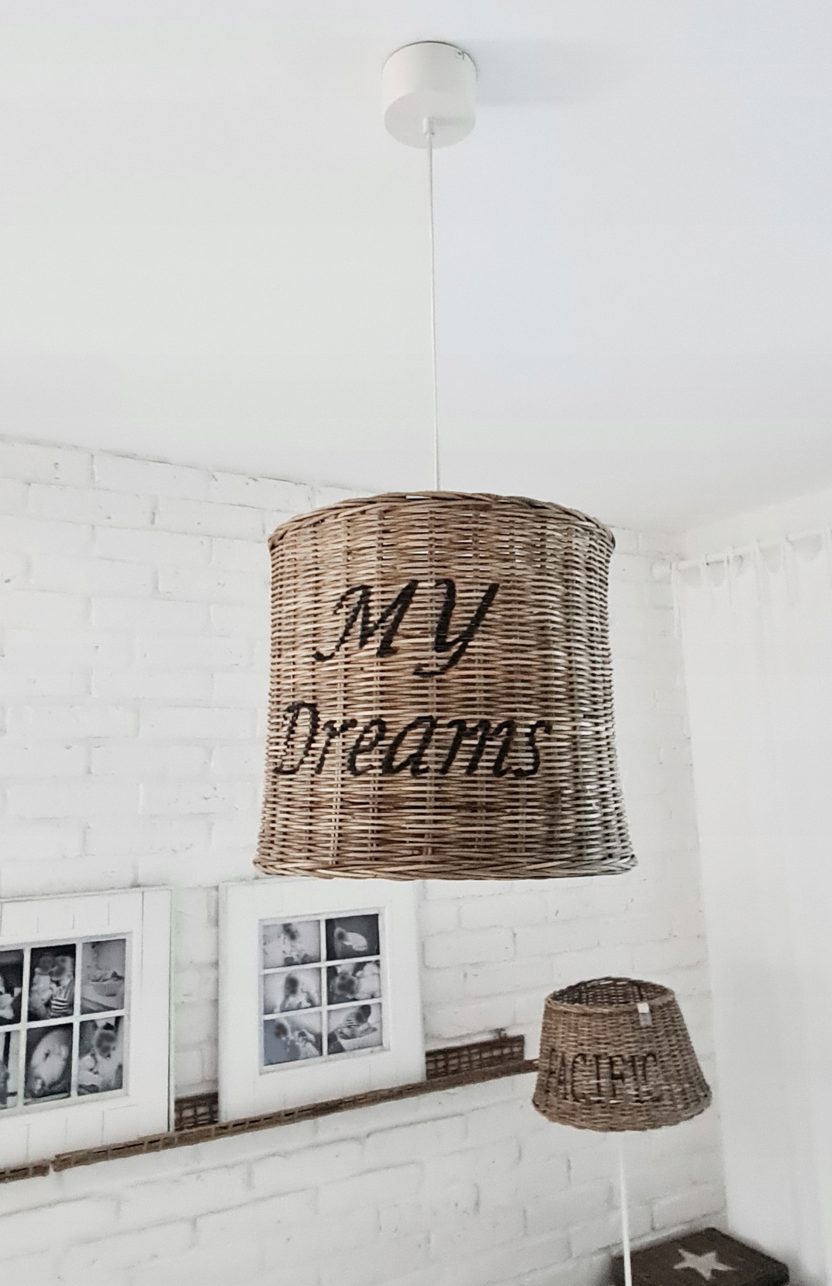 Abažúr Ratanový Klobúk Veľký Cylinder Hampton S Nápisom My Dreams