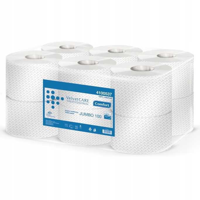 ТУАЛЕТНАЯ БУМАГА JUMBO БАРХАТНЫЙ БЕЛЫЙ ЦЕЛЛЮЛОЗА 12шт