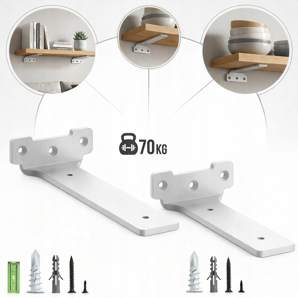 WSPORNIK TYP T 15 cm, UCHWYT PÓŁKI, PODPÓRKA, LOFT, BIAŁY ZESTAW 6 SZT