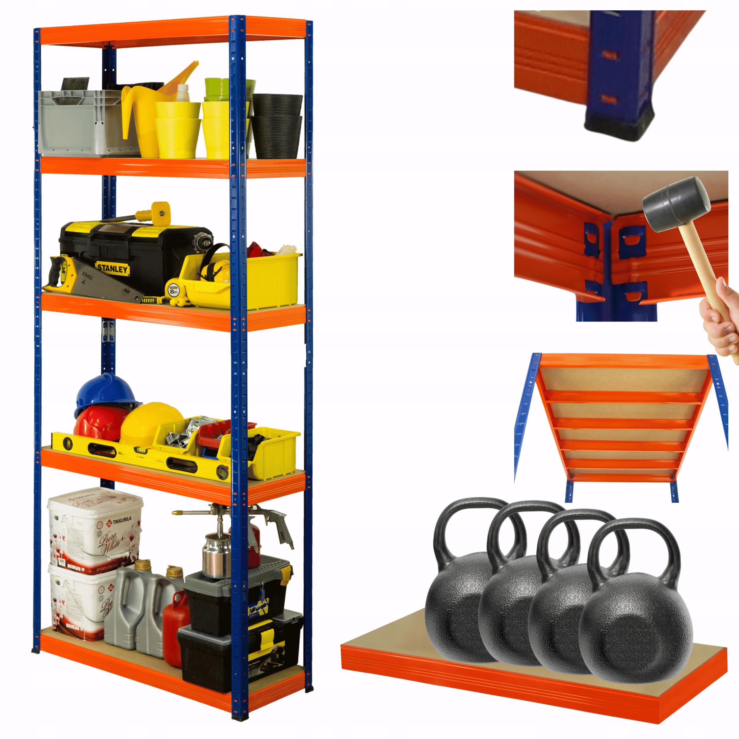 Kovový skladový regál Helios 180x90x35 cm 5Px400 kg, odolný