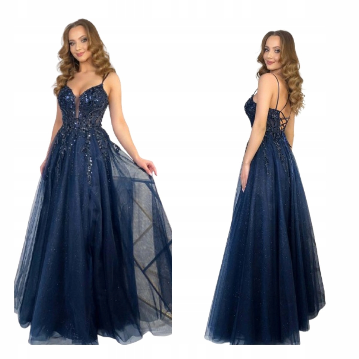 Šaty Maxi Tylové Hortenzie Námořnická Modrá 40/L