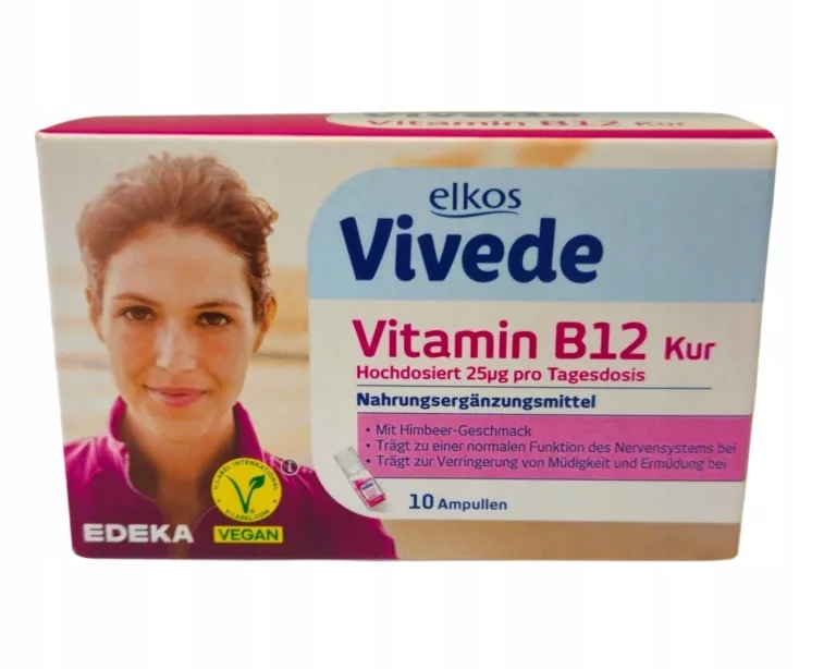 WITAMINA B12 ELKOS VIVEDE 10 AMPUŁEK MALINOWA NA ZMĘCZENIE!!