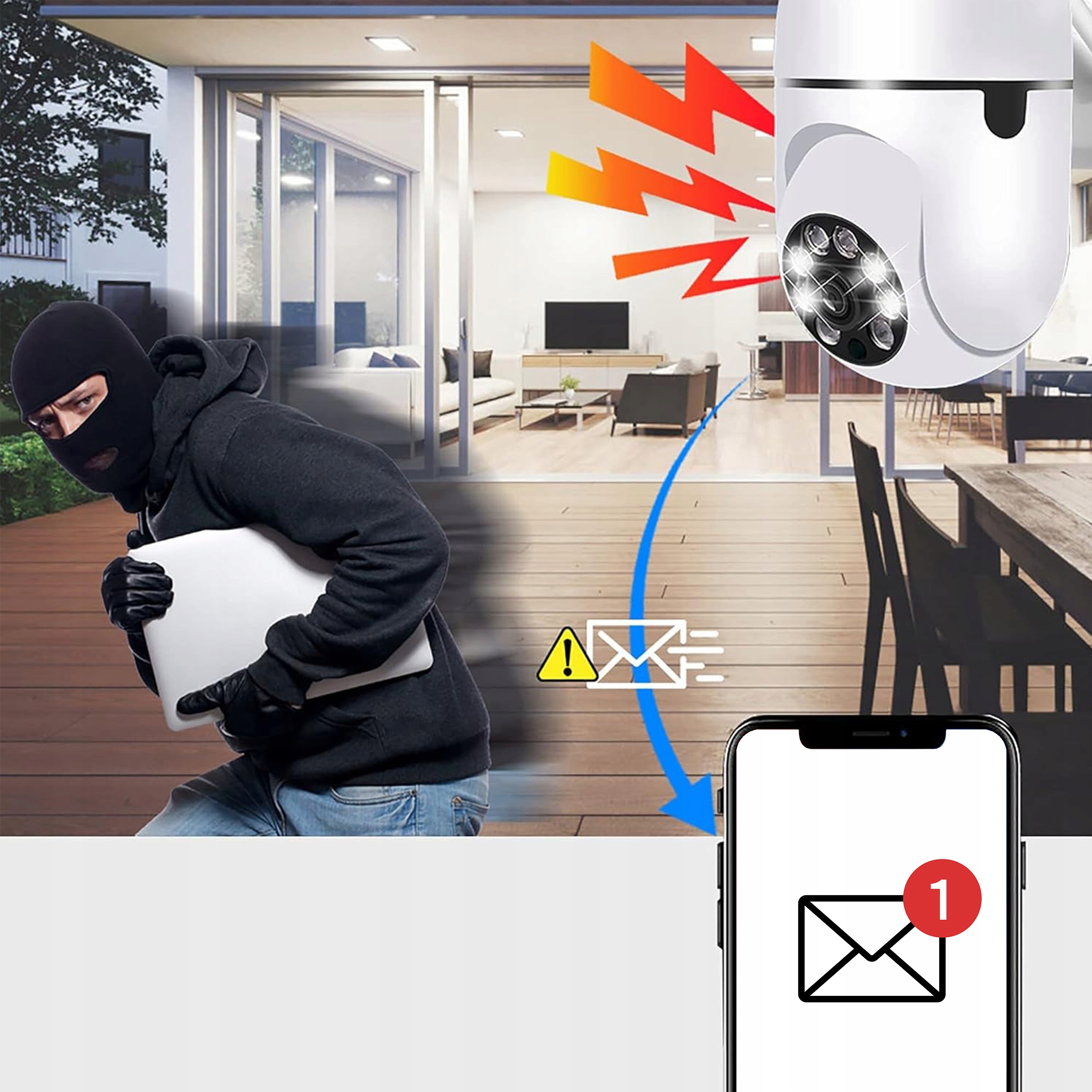 KAMERA WIFI WEWNĘTRZNA OBROTOWA ŻARÓWKA GWINT E27 IP 3MP TUYA MONITORING Typ kamery kolorowa na podczerwień