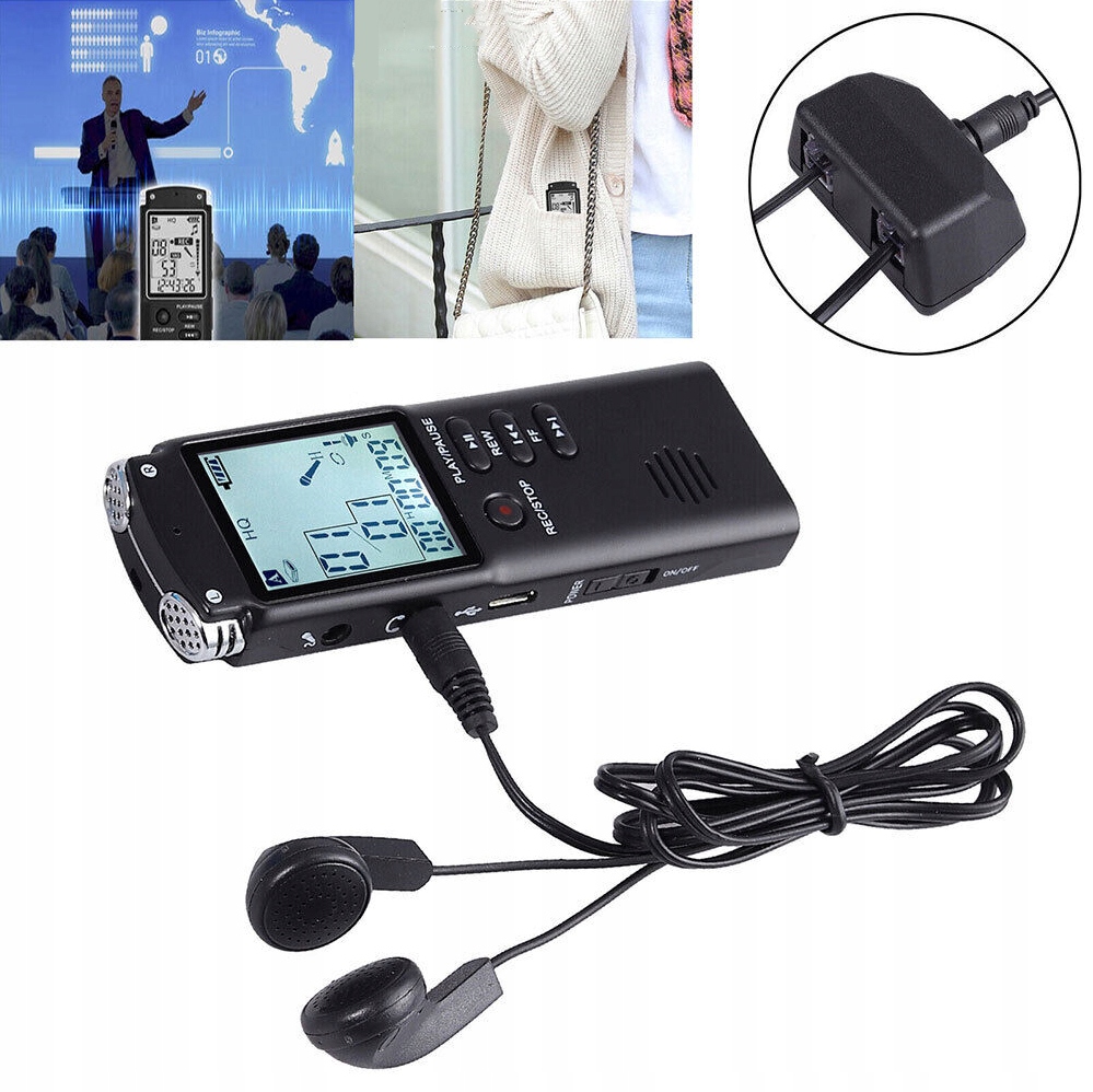 VOICE RECORDER USB PROFESSIONAL 15 HOURS FOR VOICE RECORD 16GB RECHARGEABLE Wbudowana pamięć 16 GB