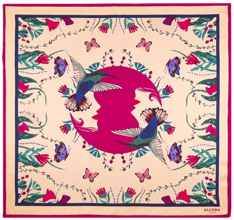 Hedvábná šála Dámská šála 100% hedvábí 70×70 cm Dualita