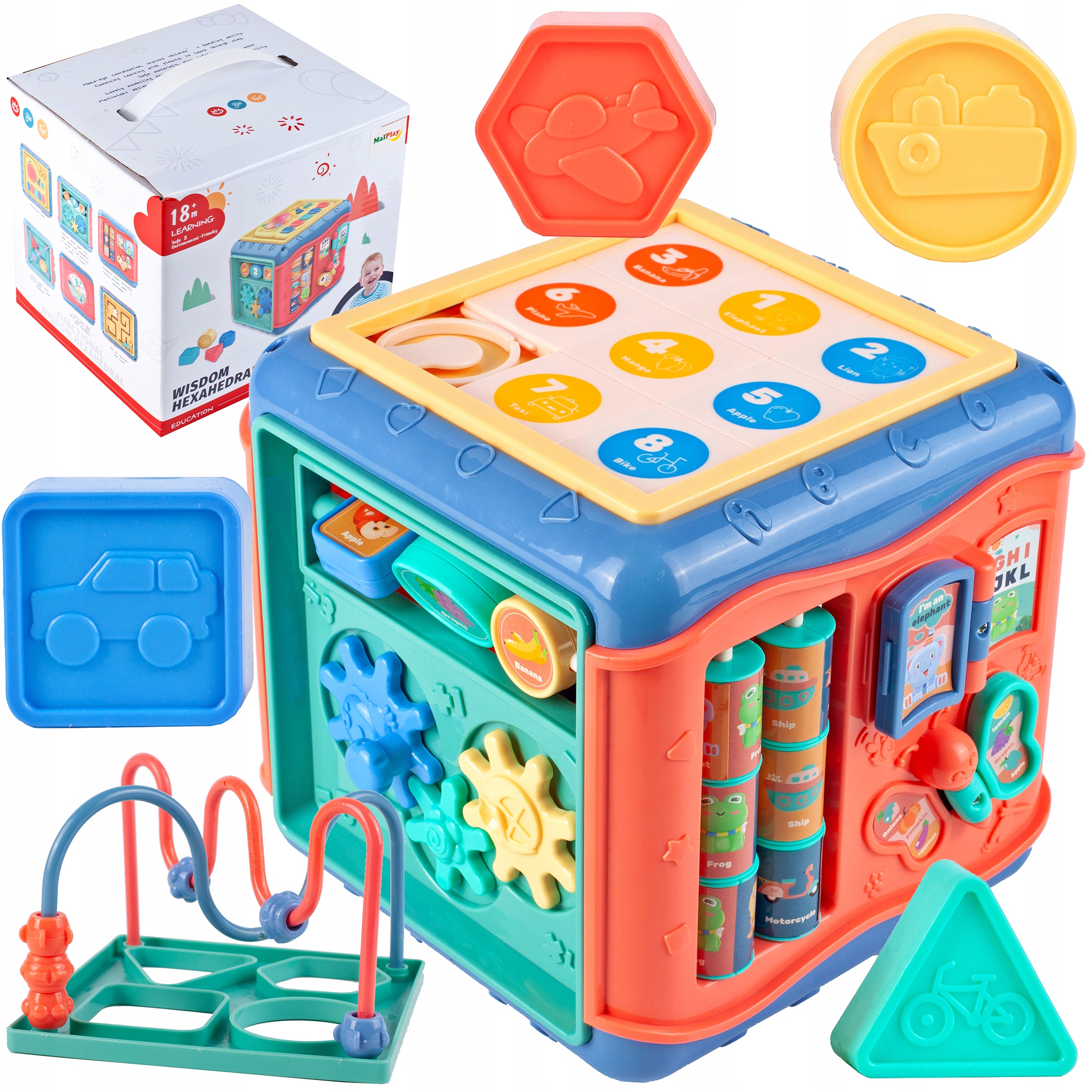 

Kostka Edukacyjna Sorter Układanka Sensoryczna 7w1