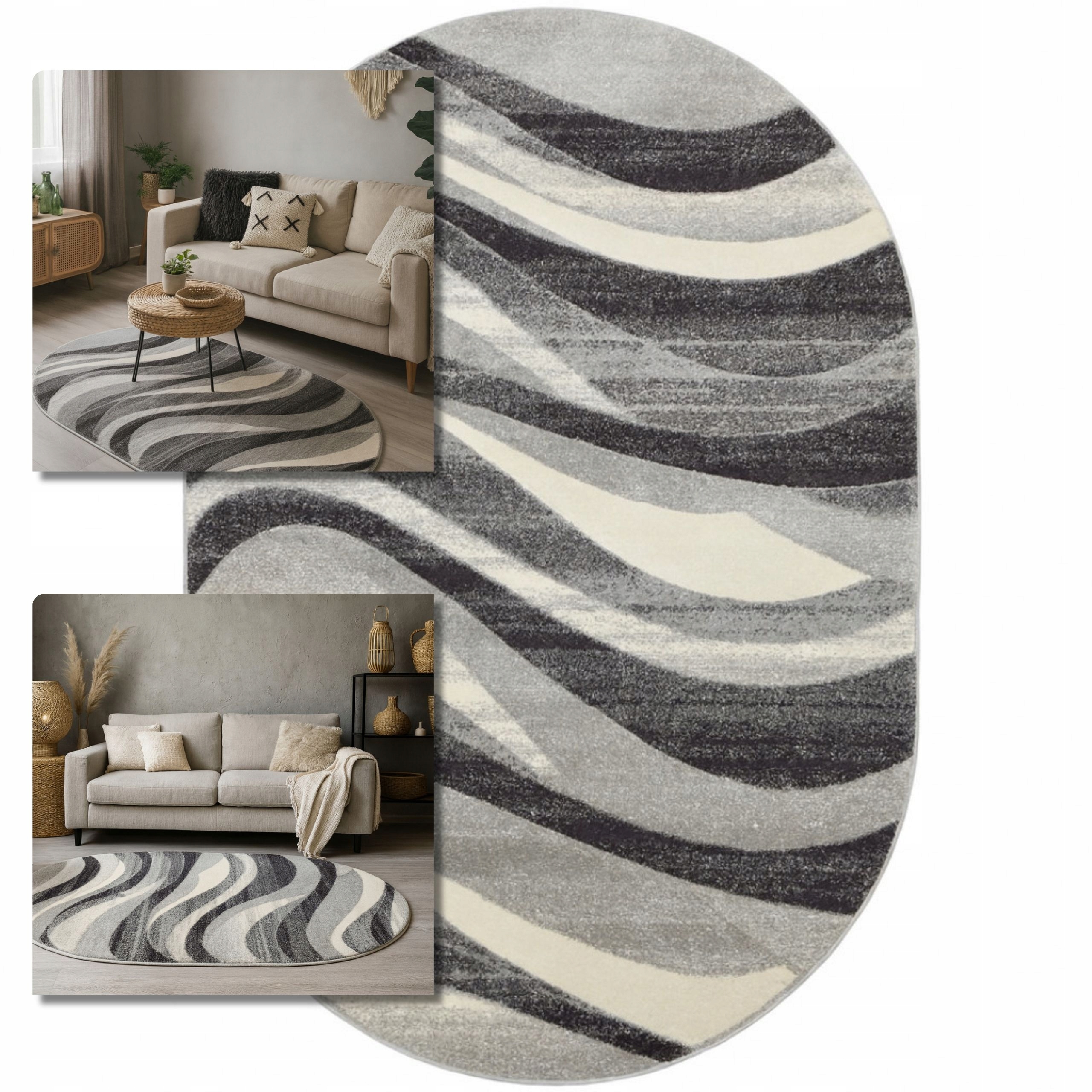 Koberec 160x230 Oválný Romantický Šedý Koberec Do Obývacího Pokoje Loft Moderní Koberec