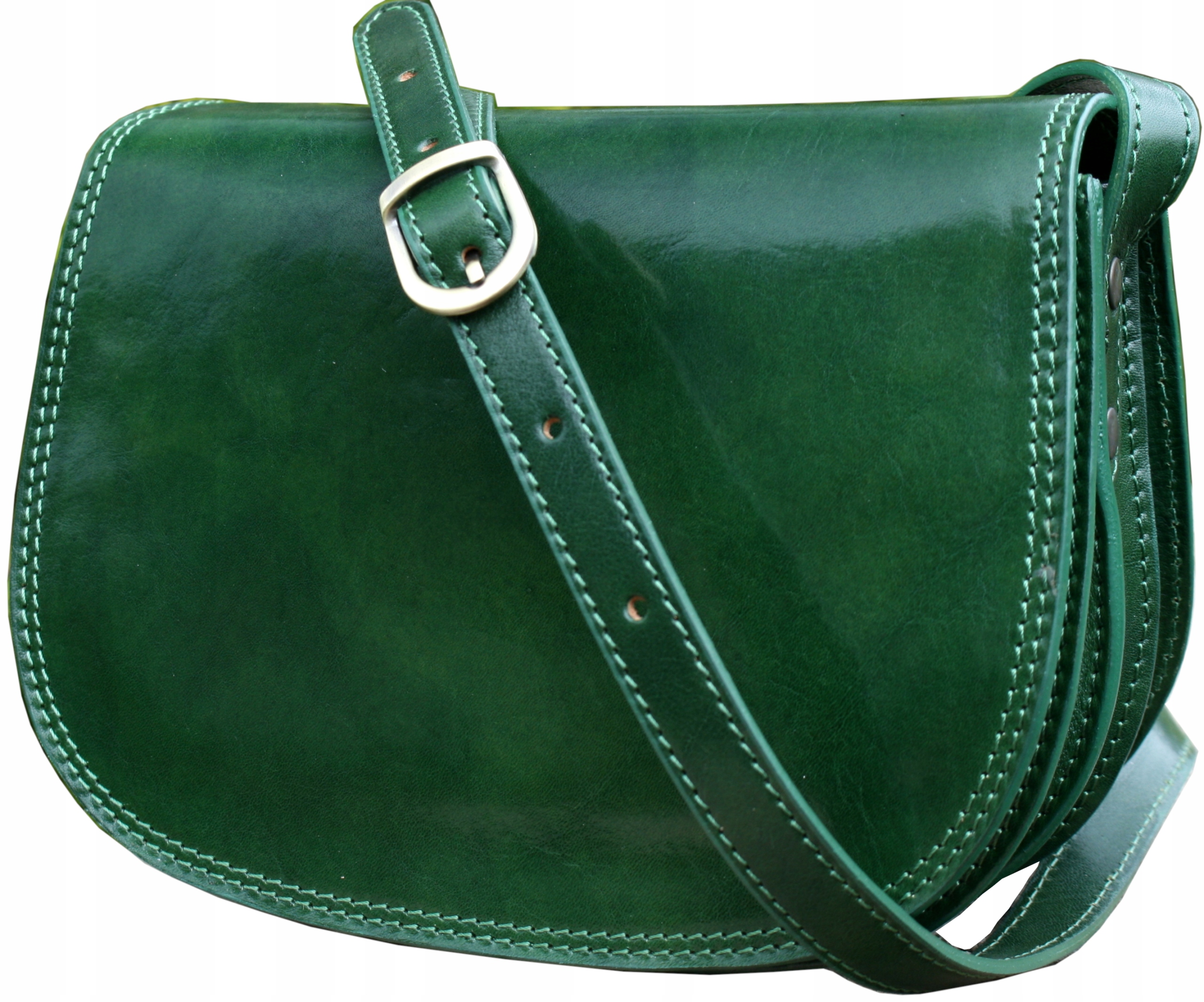 Dámská kožená kabelka malá italská kabelka přes rameno zelená vintage