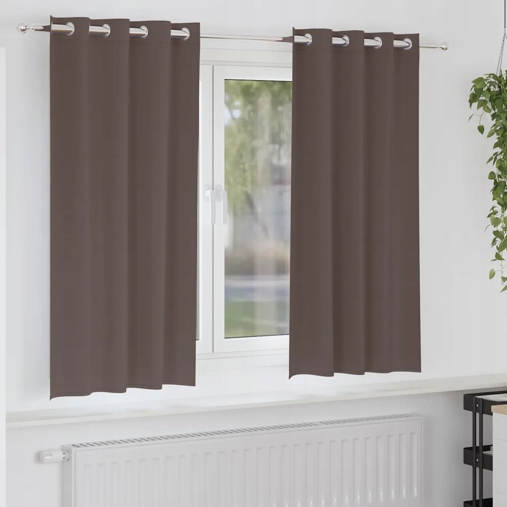 vidaXL Závěsy na zatemnění s kroužky 2 pcs Tmavě hnědá 175 x 140 cm