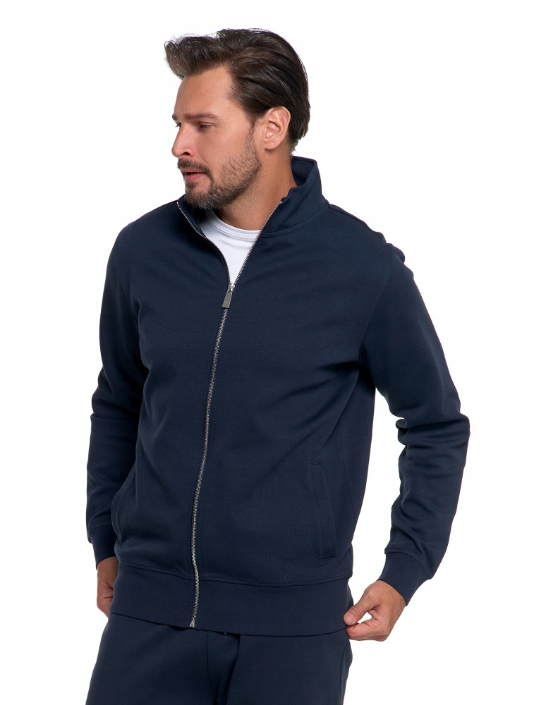 Bluza Męska Dresowa Rozpinana Z Kieszeniami Ze Stójką Gładka Moraj XXL