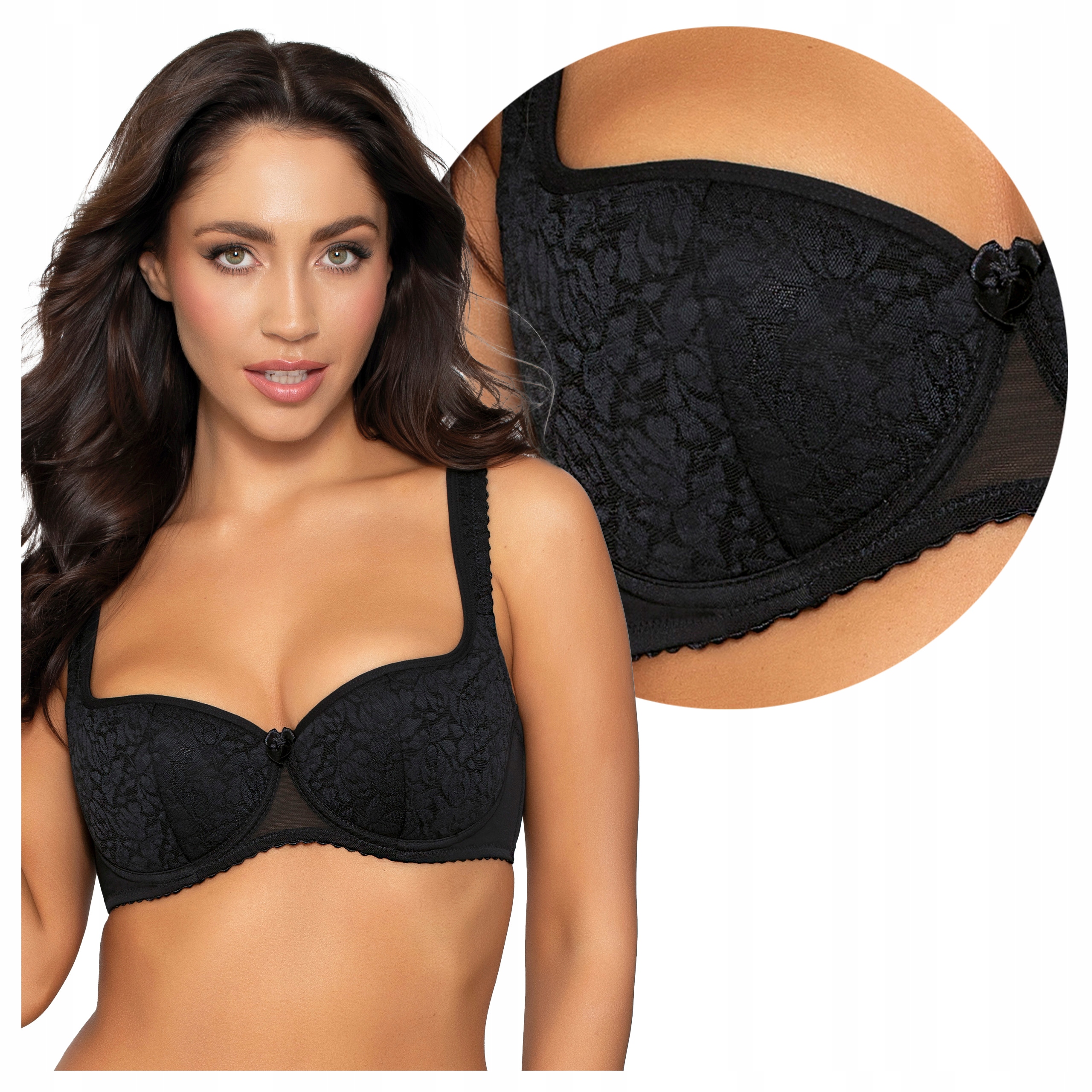 Vyztužená podprsenka Balkonetka Široká ramínka Sylvie Černá 65C