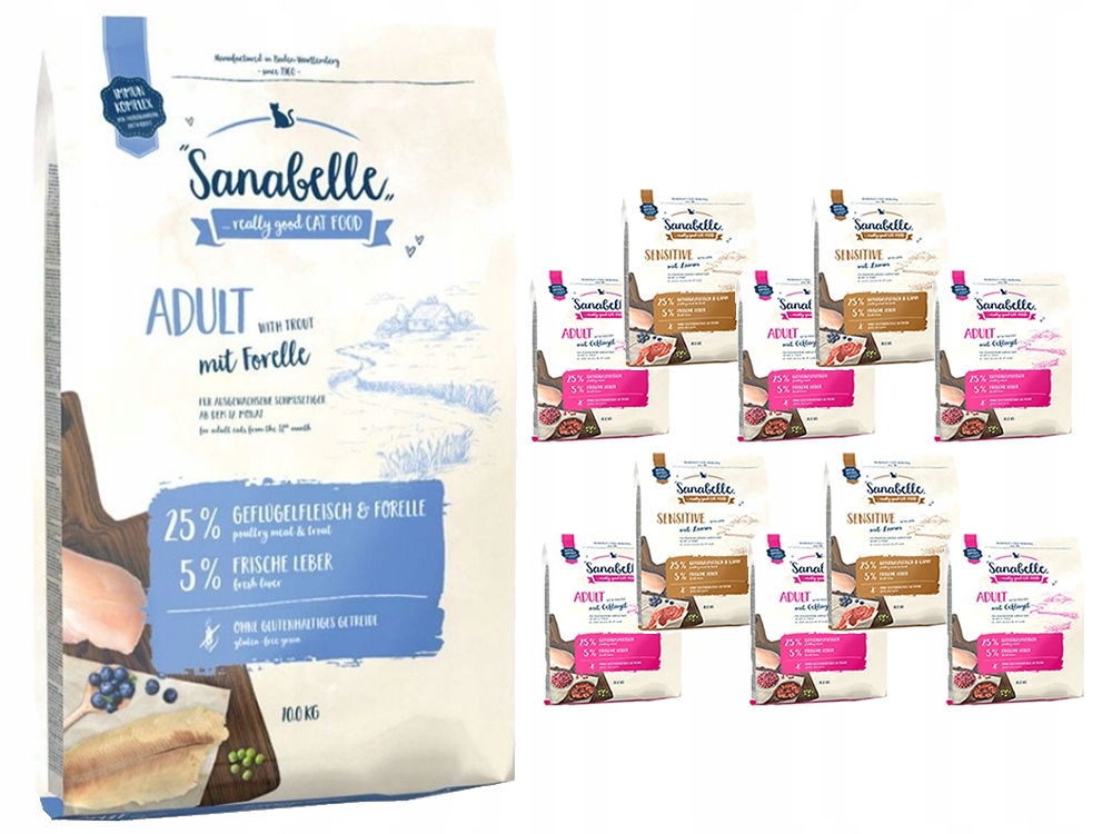 Sanabelle karma sucha pstrąg 10 kg 10x 40g